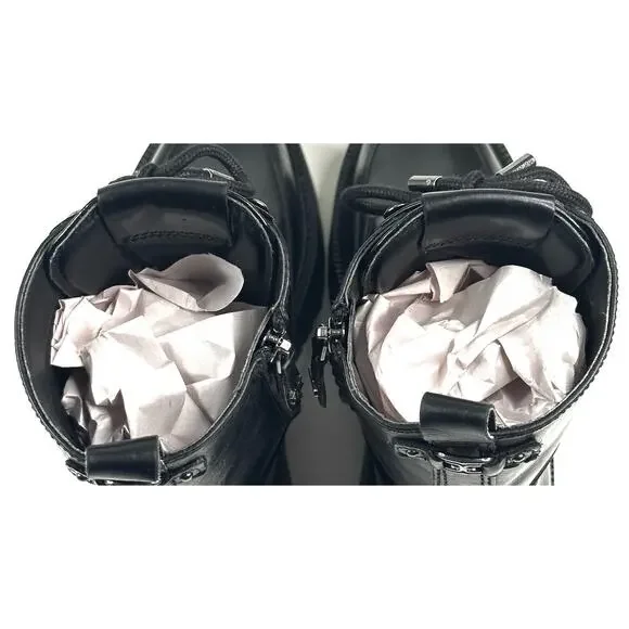 Sam Edelman Elliot Black Leather Platform Combat Boot Lace Up Womens 7M New $180 - Picture 10 of 13